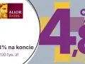 Logo Alior Bank i duża grafika z liczbą 4,8% oraz tekstem "4,8% na koncie do 200 tys. zł".