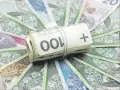 Zwijana paczka banknotów 100 zł na tle innych polskich banknotów. Ilustruje, jakim gwarancjom podlegają ubezpieczeniowe fundusze kapitałowe.