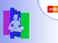 Ilustracja pokazuje, jak zrobić przelew ekspresowy mBank. Osoba siedzi w pozycji lotosu, trzymając telefon, na którym widnieje logo mBank.