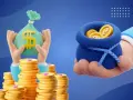 Ręce trzymają sakiewki z pieniędzmi i stosy monet. Szukasz, który bank ma najwyższe oprocentowanie lokat?