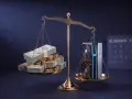 Waga szalkowa z pieniędzmi i koparkami do kryptowalut. Czy opłaca się inwestować w kryptowaluty?