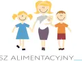 Ilustracja pokazuje rodzinę: matkę z dziećmi. Podpis "FUNDUSZ ALIMENTACYJNY" wyjaśnia, jak działa fundusz alimentacyjny, wspierając rodziny.