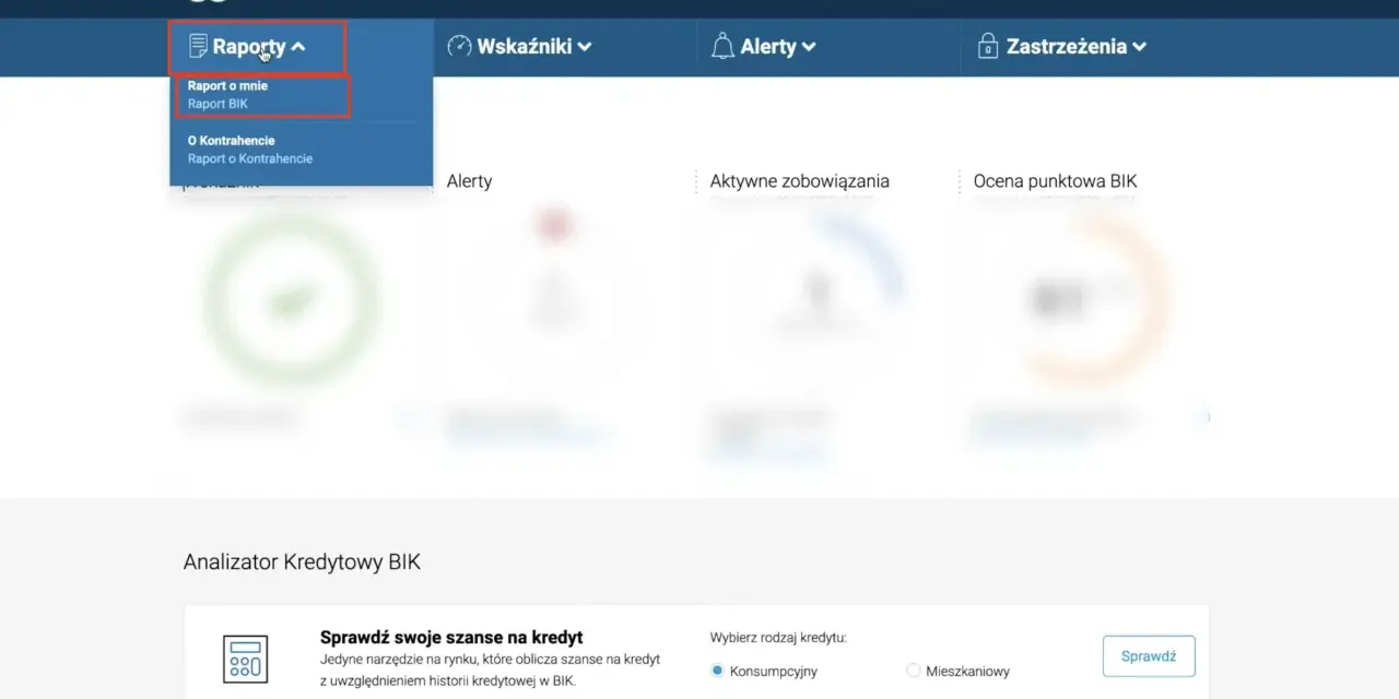 Menu "Raporty" w BIK. Sprawdź, jak długo w BIK po spłacie zadłużenia wpłynie na Twoją zdolność kredytową.