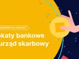 Przewodnik po lokatach: czy od lokaty płaci się podatek? Grafika przedstawia rękę trzymającą monetę, symbolizującą finanse i urząd skarbowy.