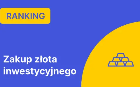 Niebieski baner z napisem "RANKING" i ikoną sztabek złota.