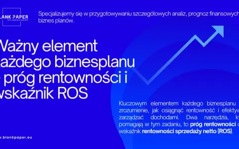 Niebieskie tło z białym tekstem i schematycznym wykresem wzrostu.