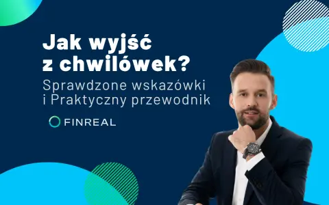 Mężczyzna w garniturze z zegarkiem na ręku, obok tekst: "Jak wyjść z chwilówek? Sprawdzone wskazówki i praktyczny przewodnik".