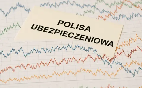 Karta z napisem "POLISA UBEZPIECZENIOWA" na tle wykresów giełdowych. To pokazuje, co to jest ubezpieczeniowy fundusz kapitałowy.