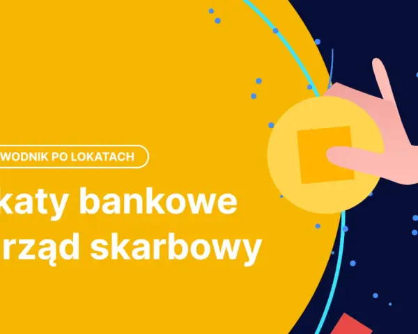 Przewodnik po lokatach: czy od lokaty płaci się podatek? Grafika przedstawia rękę trzymającą monetę, symbolizującą finanse i urząd skarbowy.