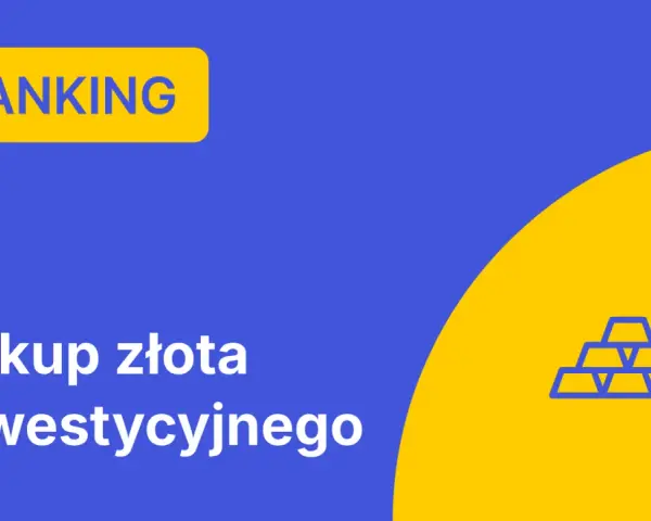 Niebieski baner z napisem "RANKING" i ikoną sztabek złota.