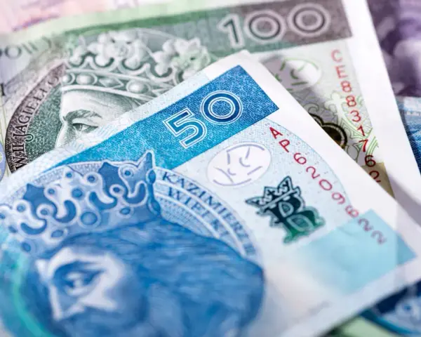 Zbliżenie na polskie banknoty 50 zł i 100 zł.
