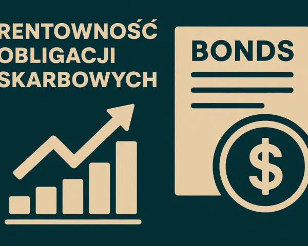 Wykres wzrostu i dokument z napisem "BONDS" oraz symbolem dolara.