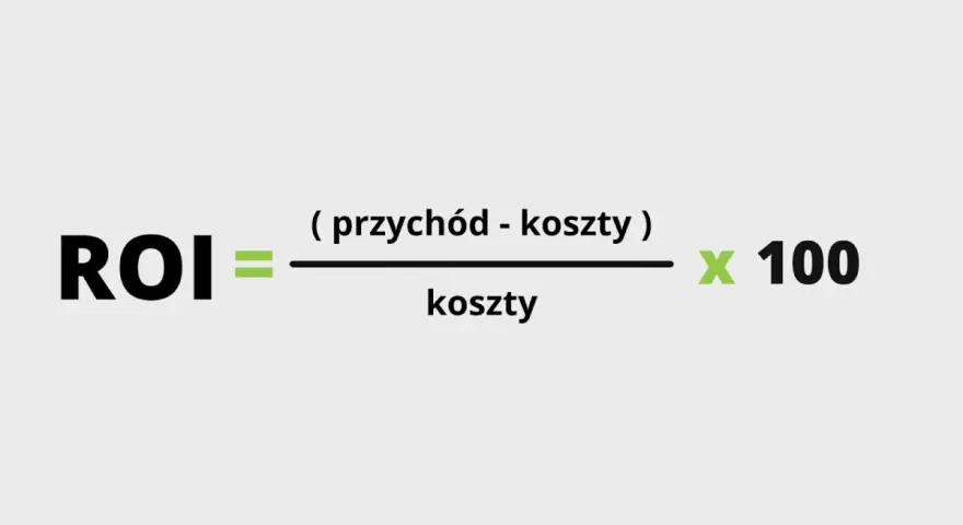Wzór na ROI: (przychód - koszty) / koszty * 100. Pozwala to łatwo obliczyć rentowność inwestycji.