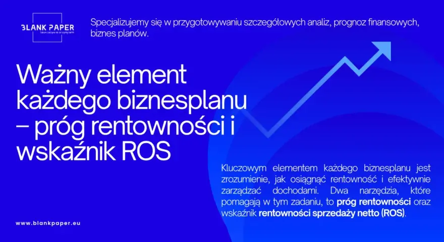 Niebieskie tło z białym tekstem i schematycznym wykresem wzrostu.